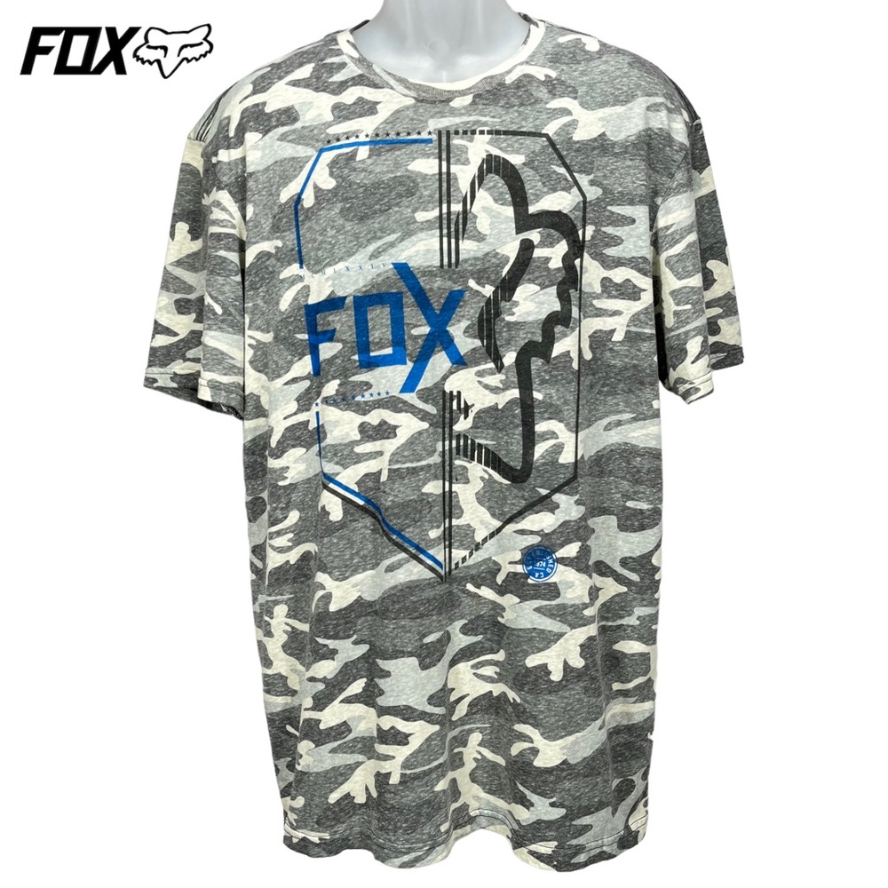 Fox Men’s XXL‎ Slim Fit Allover Camo Print T-Shirt Tee Fox Logo